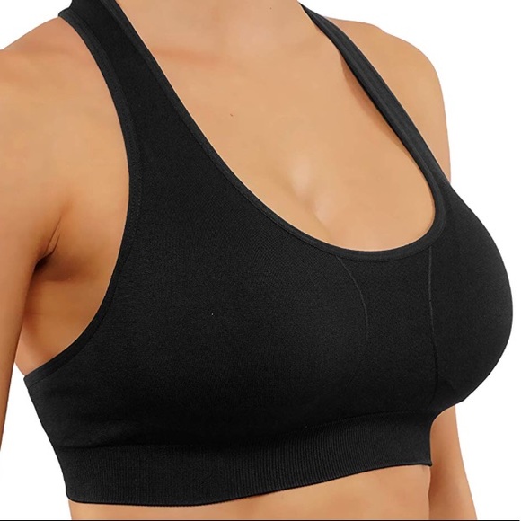 comfortable T-Back design Sports Bra in Black - Picture 1 of 3